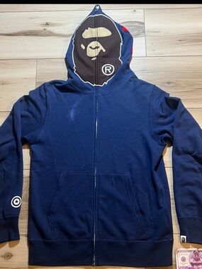Bape Navy Full-Zip Hoodie with Ape